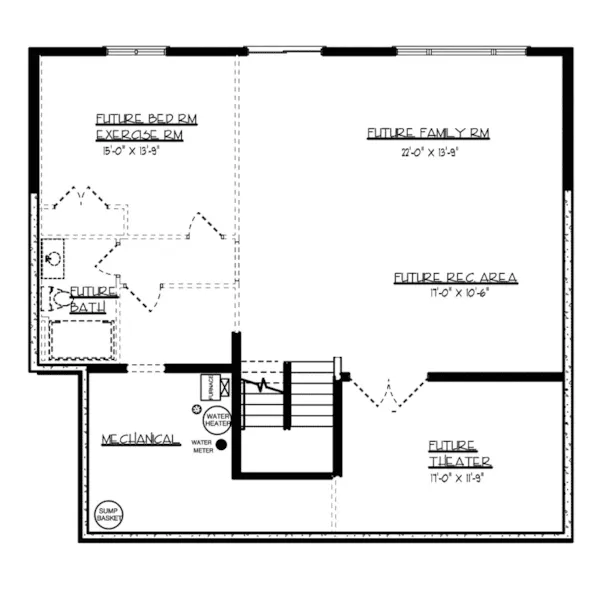 Craftsman House Plan Lower Level Floor - Kehrsbrook Craftsman Home 072D-1109 - Search House Plans and More