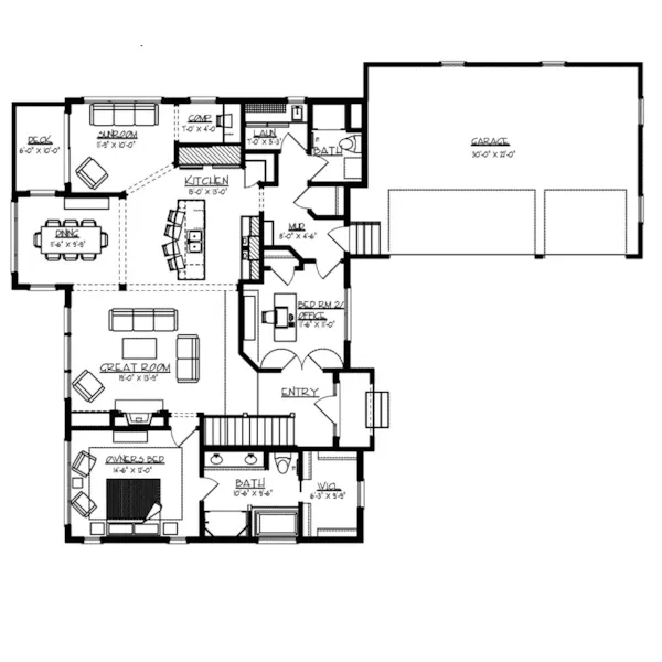 Cabin & Cottage House Plan First Floor - Onesto Craftsman Home 072D-1111 - Shop House Plans and More