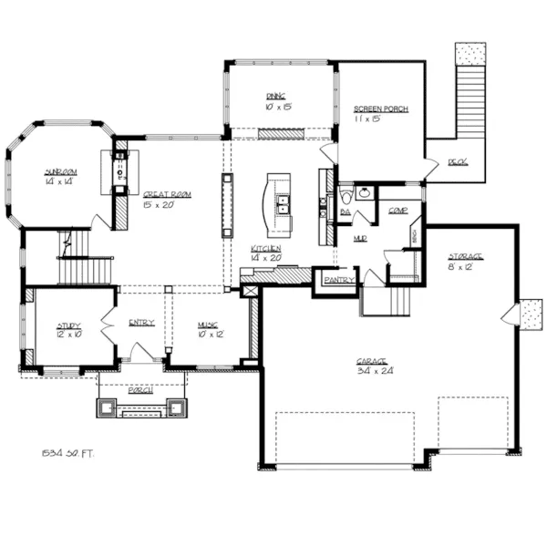 Cabin & Cottage House Plan First Floor - Cobb Bluff Craftsman Home 072D-1114 - Search House Plans and More