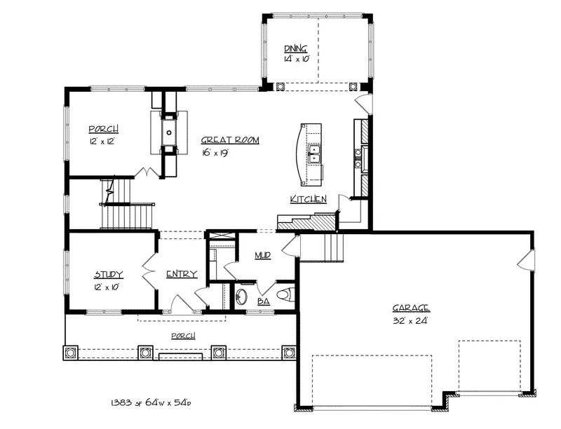 Craftsman House Plan First Floor - Sante Park Craftsman Home 072D-1118 - Shop House Plans and More