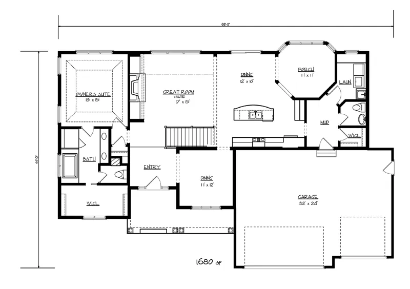 English Cottage House Plan First Floor - Romany Way Ranch Home 072D-1120 - Shop House Plans and More