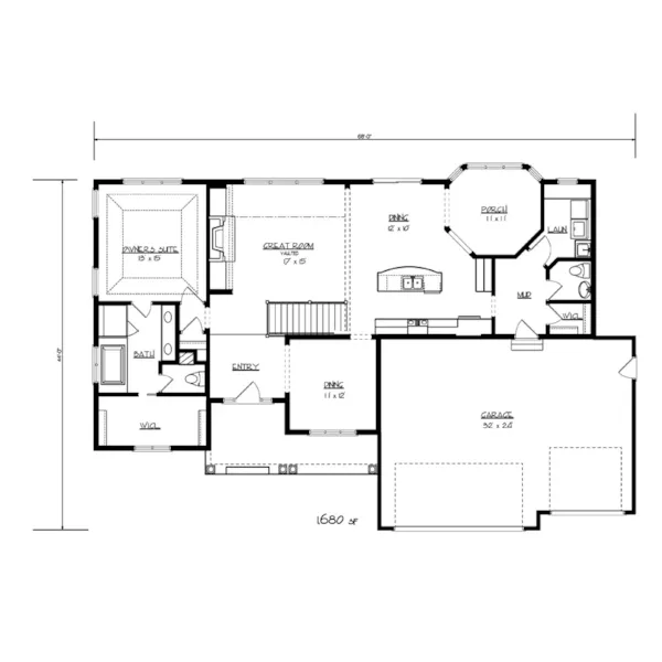 Craftsman House Plan First Floor - Romany Way Ranch Home 072D-1120 - Shop House Plans and More