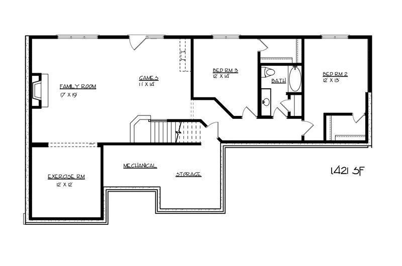 Ranch House Plan Lower Level Floor - Romany Way Ranch Home 072D-1120 - Shop House Plans and More