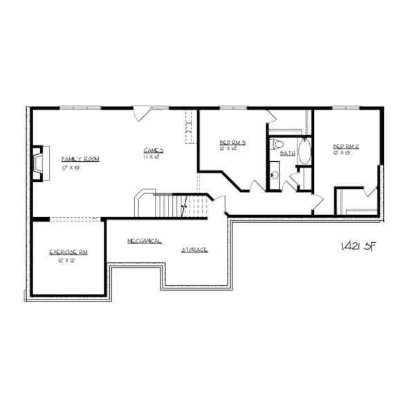 Craftsman House Plan Lower Level Floor - Romany Way Ranch Home 072D-1120 - Shop House Plans and More