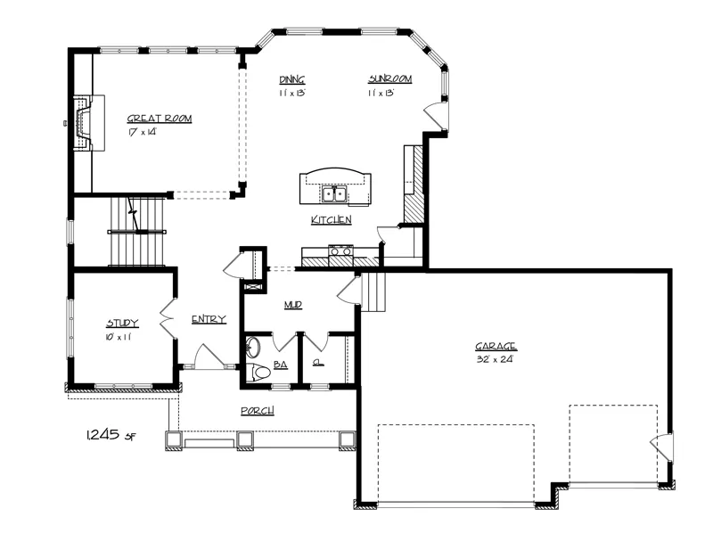 Craftsman House Plan First Floor - Valley Crest Hill Craftsman 072D-1122 - Shop House Plans and More