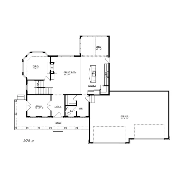 English Cottage House Plan First Floor - Oxford Park Craftsman Home 072D-1123 - Shop House Plans and More