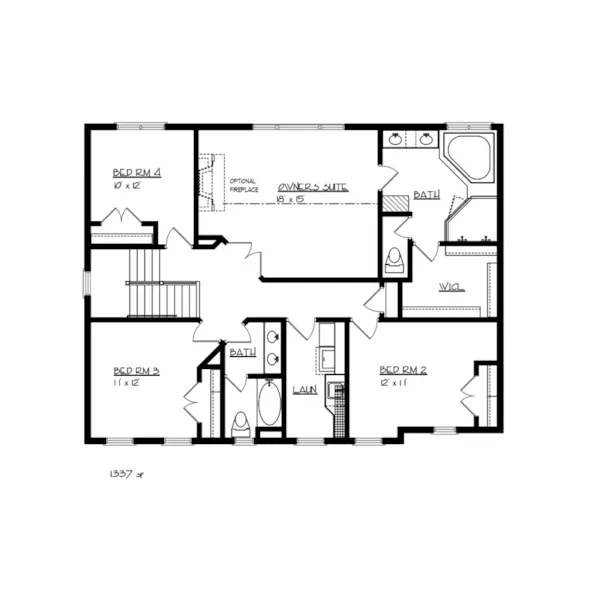 English Cottage House Plan Second Floor - Oxford Park Craftsman Home 072D-1123 - Shop House Plans and More