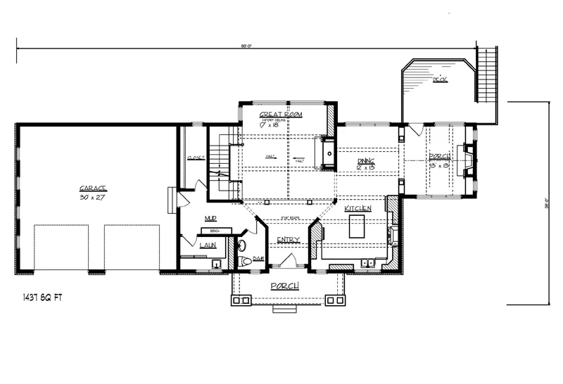 English Cottage House Plan First Floor - Elk Manor Rustic Luxury Home 072D-1127 - Search House Plans and More