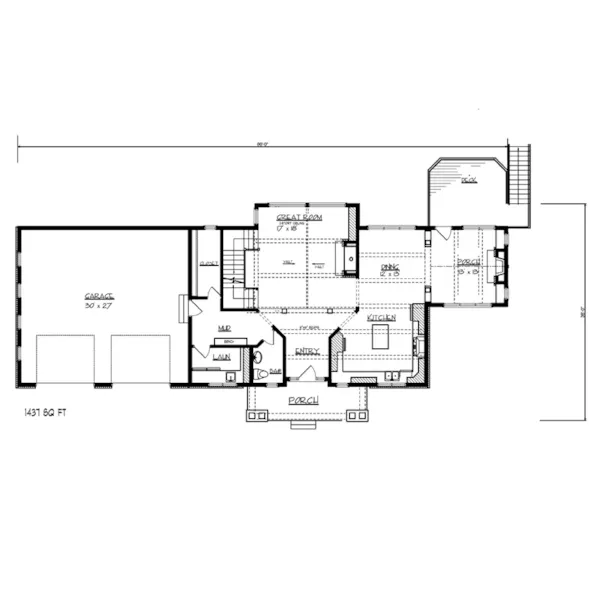 English Cottage House Plan First Floor - Elk Manor Rustic Luxury Home 072D-1127 - Search House Plans and More