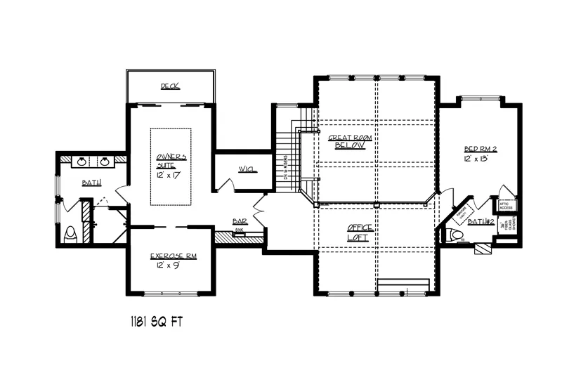 Early American House Plan Second Floor - Elk Manor Rustic Luxury Home 072D-1127 - Search House Plans and More