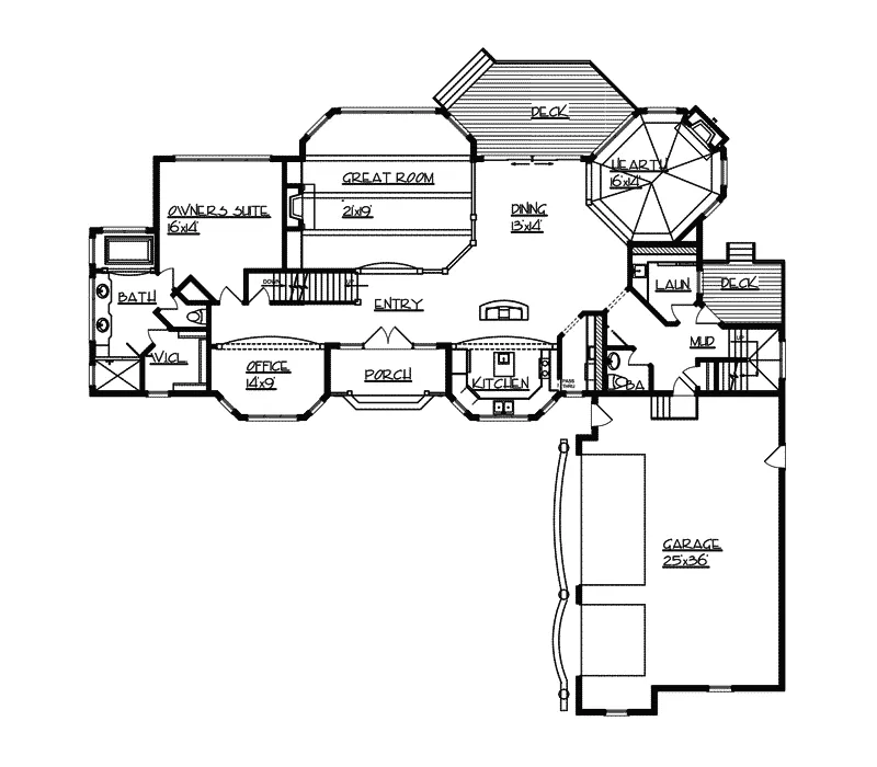 Arts & Crafts House Plan First Floor - Brady Circle Luxury Home 072S-0001 - Search House Plans and More