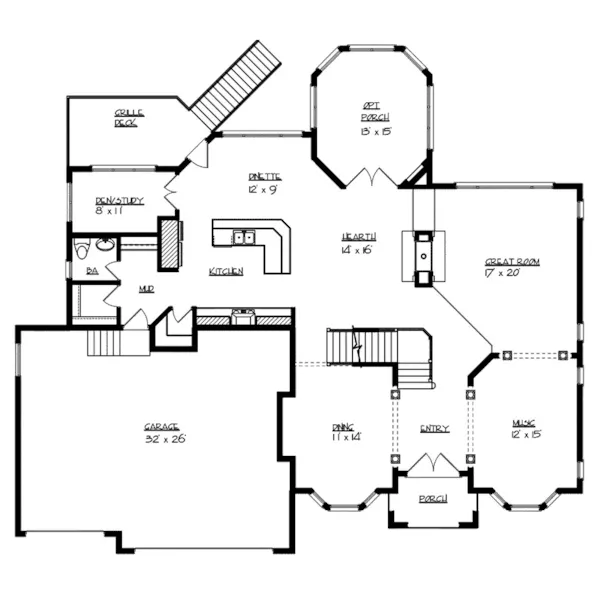 Greek Revival House Plan First Floor - Dugan Hollow Traditional Home 072S-0004 - Search House Plans and More