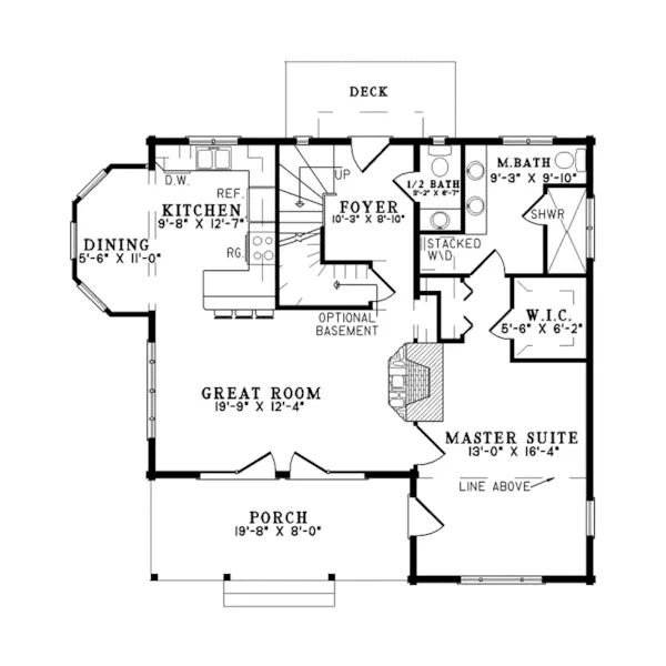 Contemporary House Plan First Floor - Logan Creek Log Cabin Home 073D-0005 - Shop House Plans and More