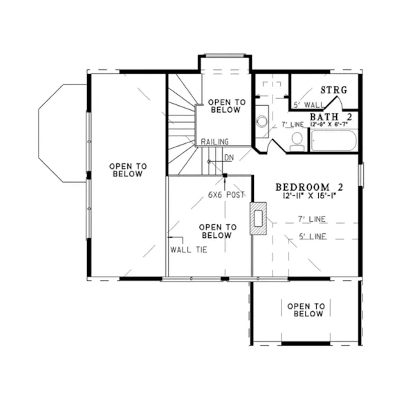 Contemporary House Plan Second Floor - Logan Creek Log Cabin Home 073D-0005 - Shop House Plans and More