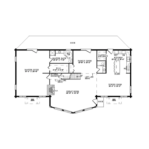 Contemporary House Plan First Floor - Sappington Acres Log Home 073D-0008 - Shop House Plans and More