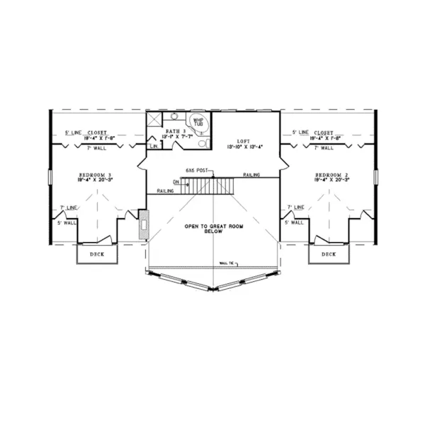 Contemporary House Plan Second Floor - Sappington Acres Log Home 073D-0008 - Shop House Plans and More