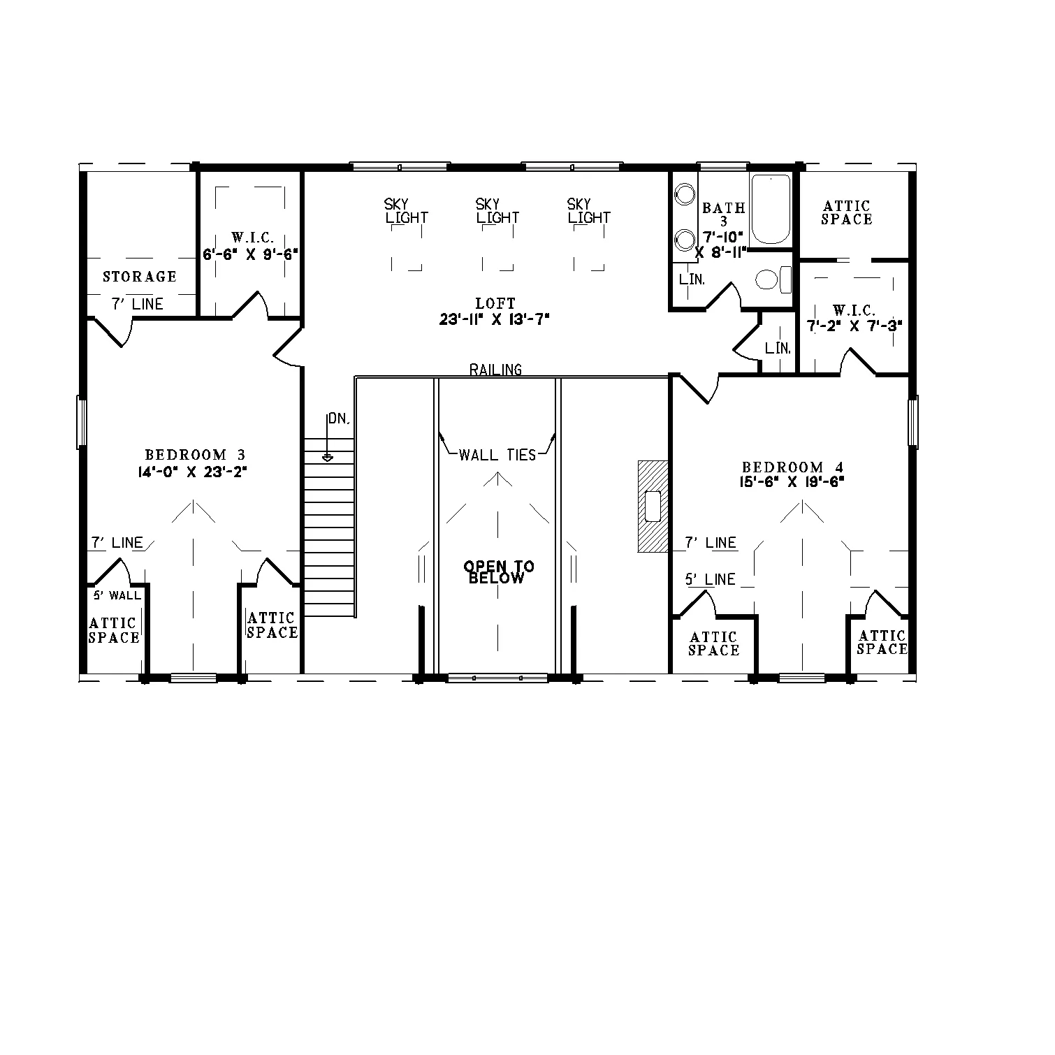 Farmhouse Plan Second Floor - Squaw Harbor Log Home 073D-0014 - Shop House Plans and More