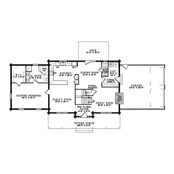 Vacation House Plan First Floor - Glacier Bay Rustic Log Home 073D-0018 - Search House Plans and More