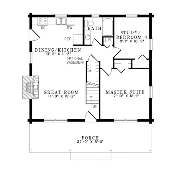 Acadian House Plan First Floor - Alaska Rustic Home 073D-0019 - Search House Plans and More