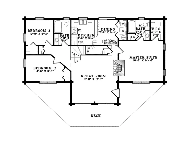 Southern House Plan First Floor - Ketchikan Vacation Log Home 073D-0020 - Search House Plans and More