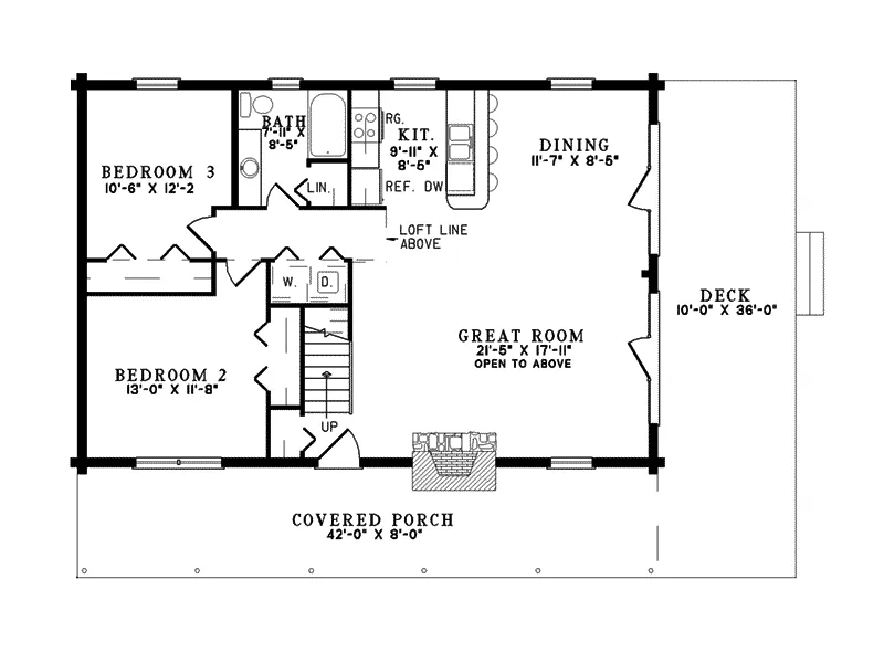 Log House Plan First Floor - Tanacross Modern Home 073D-0024 - Shop House Plans and More