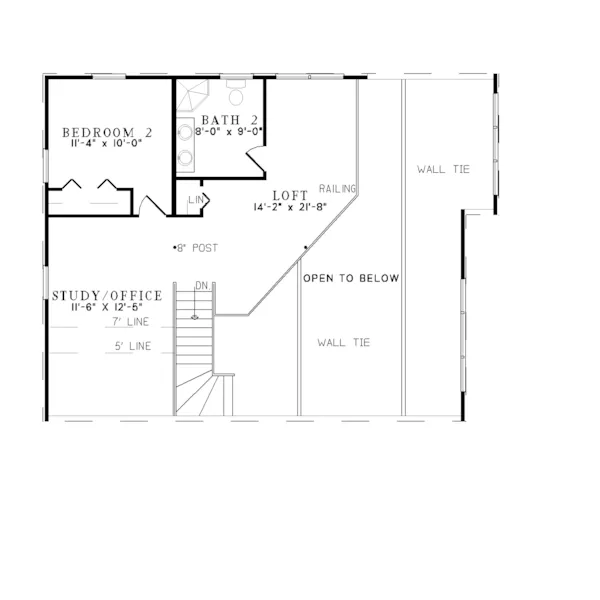 Acadian House Plan Second Floor - Steamboat Mountain Log Home 073D-0025 - Shop House Plans and More