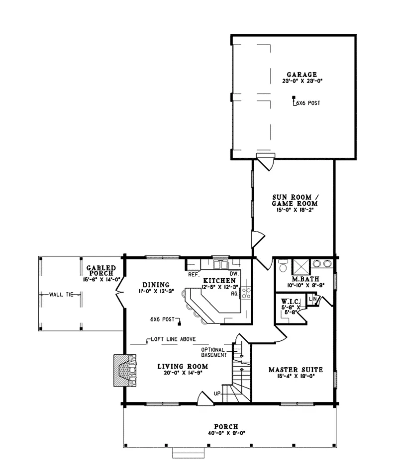 Log House Plan First Floor - Heiden Country Log Home 073D-0027 - Search House Plans and More