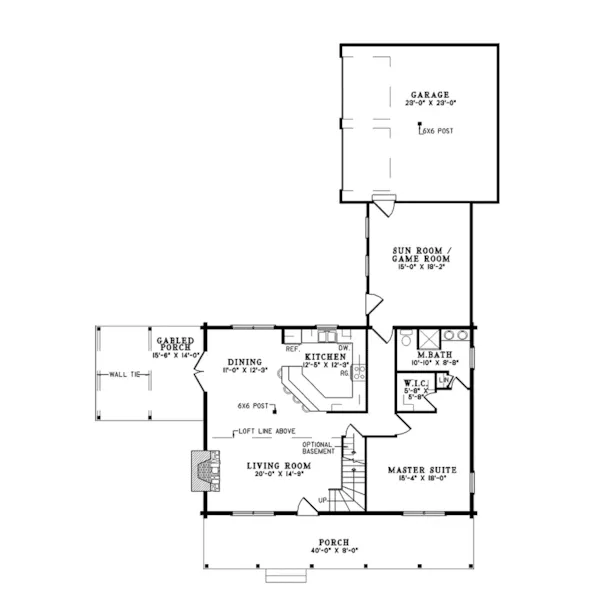 Log House Plan First Floor - Heiden Country Log Home 073D-0027 - Search House Plans and More