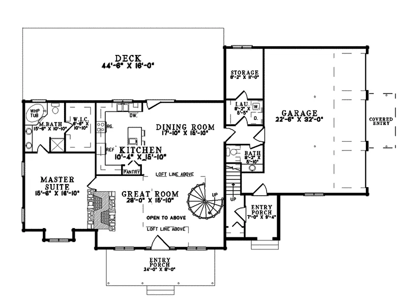 Country House Plan First Floor - Cheyenne Creek Rustic Log Home 073D-0032 - Search House Plans and More