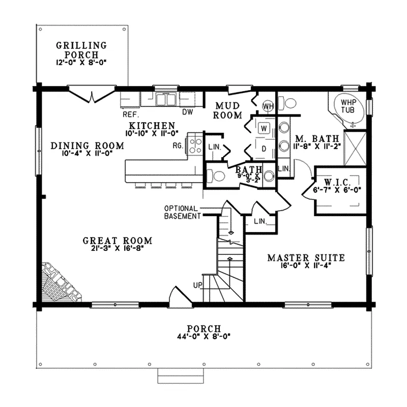 Country House Plan First Floor - Shadow Ridge Log Cabin Home 073D-0033 - Shop House Plans and More