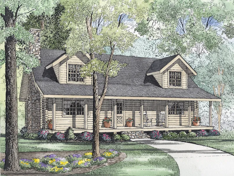 Southern House Plan Front Image - Shadow Ridge Log Cabin Home 073D-0033 - Shop House Plans and More