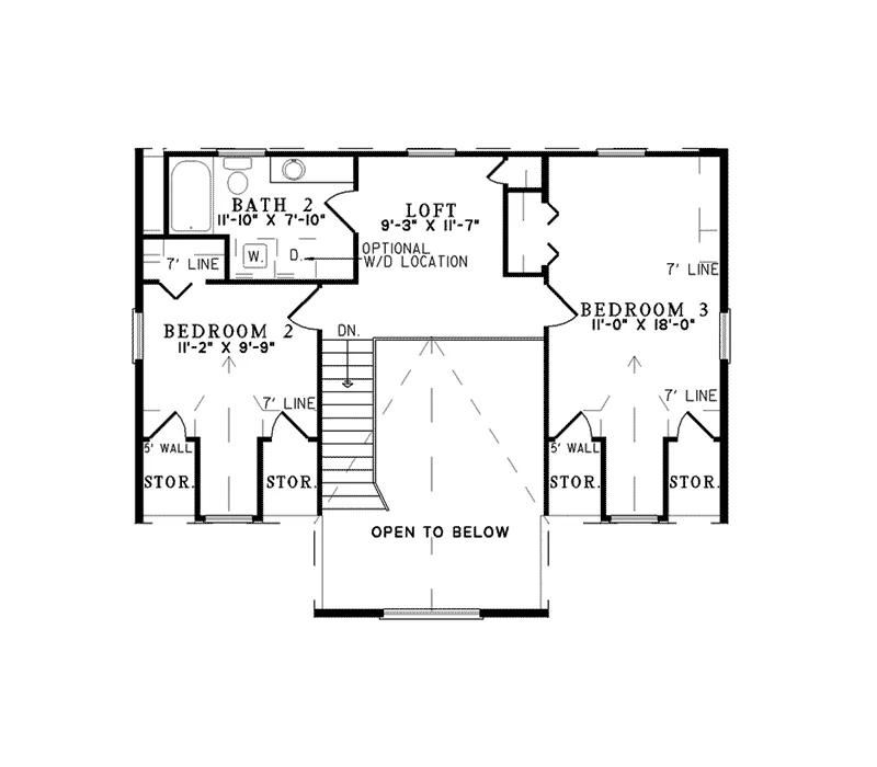 Southern House Plan Second Floor - Campbell Creek Log Home 073D-0037 - Search House Plans and More