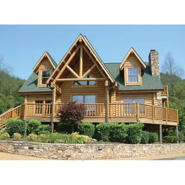 Grand Log Home With Broad Deck And Open Design