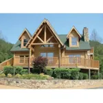 Grand Log Home With Broad Deck And Open Design