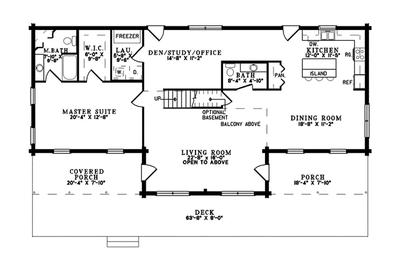 Acadian House Plan First Floor - Aspen Pine Rustic Log Home 073D-0038 - Search House Plans and More