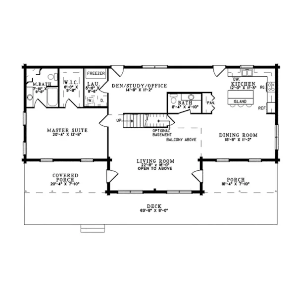 Modern House Plan First Floor - Aspen Pine Rustic Log Home 073D-0038 - Search House Plans and More