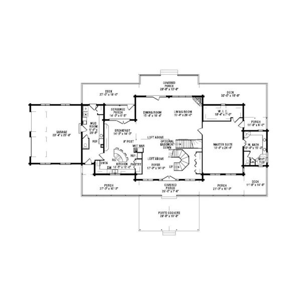 Luxury House Plan First Floor - Amherst Terrace Luxury Log Home 073D-0040 - Search House Plans and More