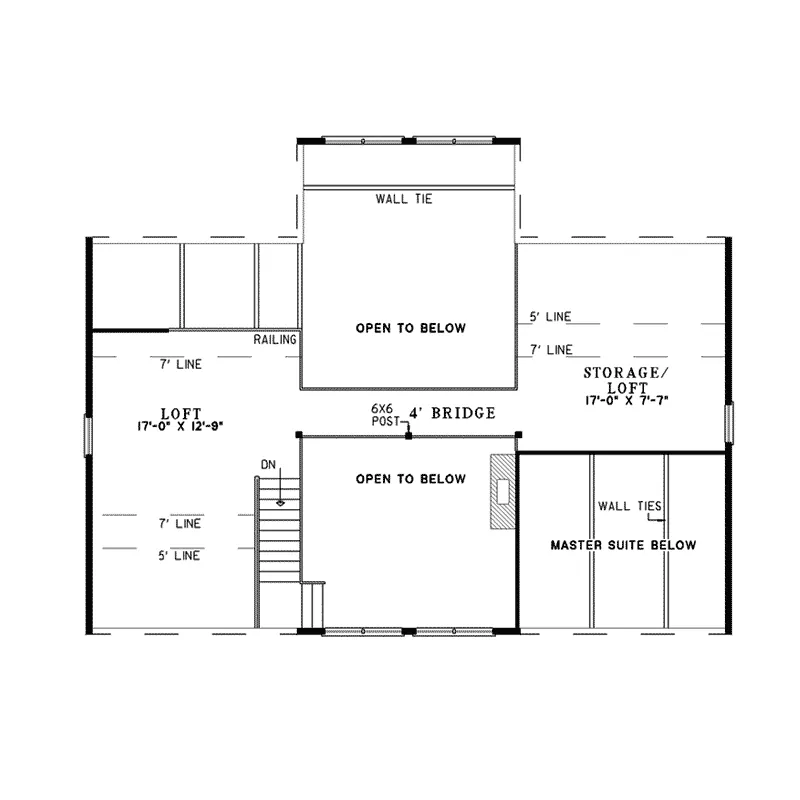 Log House Plan Second Floor - Canoe Point Vacation Log Home 073D-0041 - Search House Plans and More