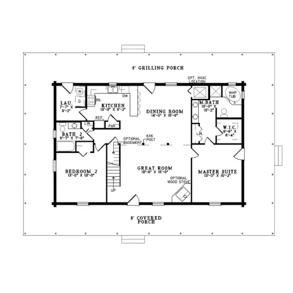 Log House Plan First Floor - El Dorado Place Rustic Home 073D-0042 - Search House Plans and More