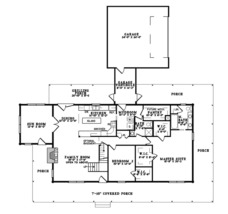 Log House Plan First Floor - Wisteria Run Rustic Log Home 073D-0043 - Shop House Plans and More