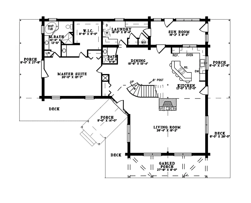 Vacation House Plan First Floor - Saddlehill Rustic Mountain Home 073D-0045 - Shop House Plans and More