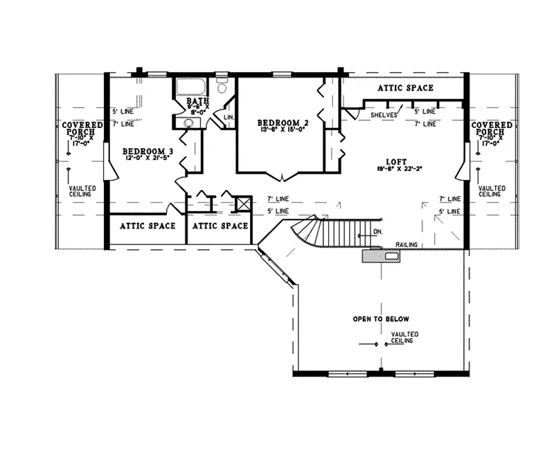 Vacation House Plan Second Floor - Saddlehill Rustic Mountain Home 073D-0045 - Shop House Plans and More