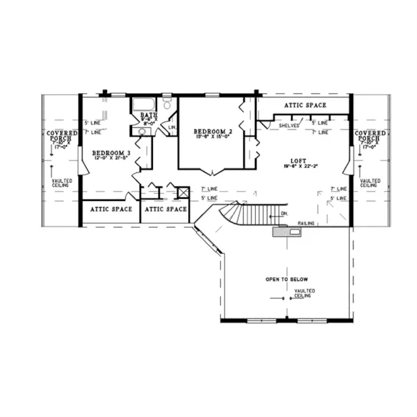 Log House Plan Second Floor - Saddlehill Rustic Mountain Home 073D-0045 - Shop House Plans and More