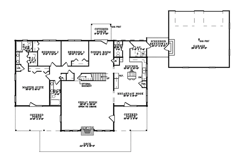 Southern House Plan First Floor - Evans Hollow Rustic Log Home 073D-0046 - Search House Plans and More