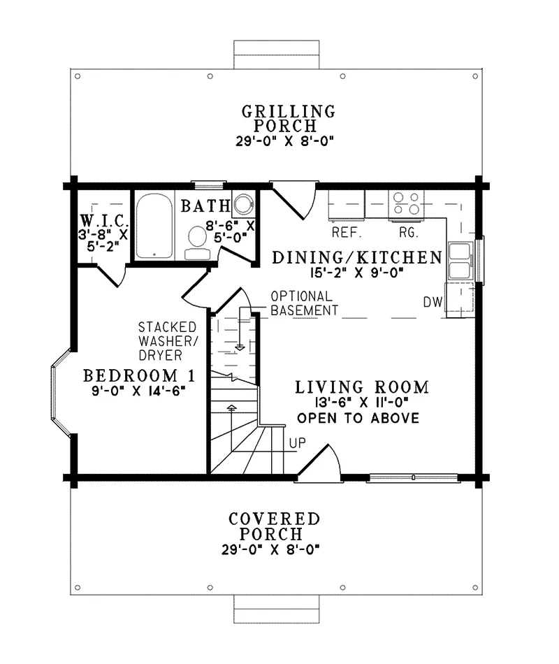 Log Cabin House Plan First Floor - Alyssandra Country Log Home 073D-0047 - Search House Plans and More