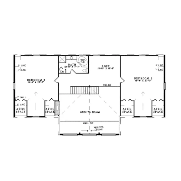 A-Frame House Plan Second Floor - Turner Way A-Frame Log Home 073D-0048 - Shop House Plans and More