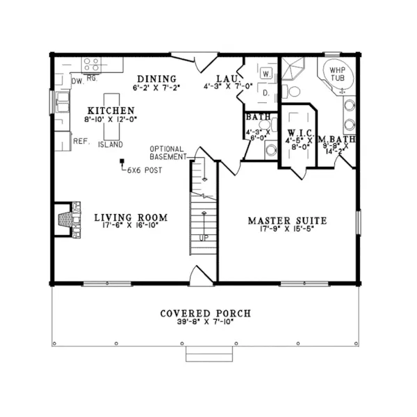 Southern House Plan First Floor - Holbein Traditional Log Home 073D-0051 - Search House Plans and More