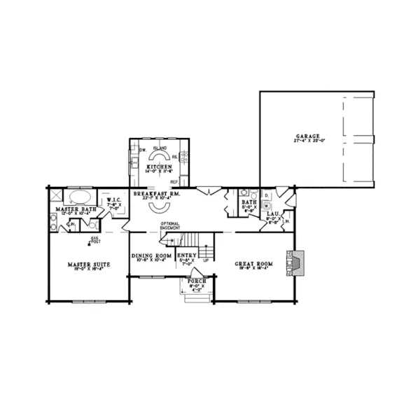 Log House Plan First Floor - Sturgeon Landing Rustic Home 073D-0054 - Shop House Plans and More