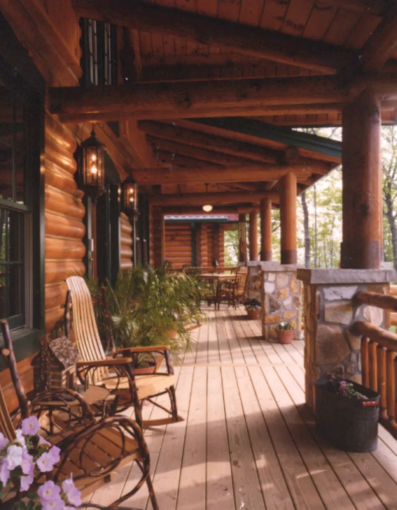 Log House Plan Deck Photo 01 - Duck Bay Luxury Log Home 073D-0055 - Search House Plans and More