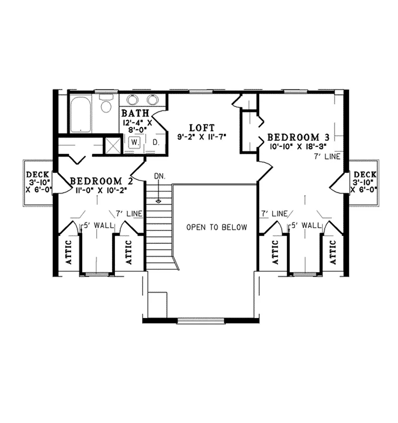 Mountain House Plan Second Floor - Snow Lake Rustic Log Cabin Home 073D-0056 - Shop House Plans and More